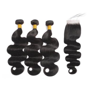 China Silky Straight 10A 12A Grade Body Wave 4 Bundles With Frontal Closure Wavy Hair for sale