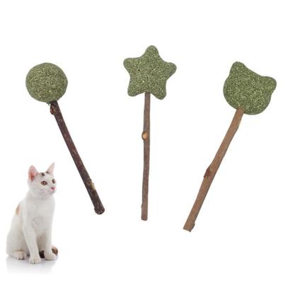 China Silvervine Catmint Viable Natural Bulk Sticks Chew Matatabi Toy Cat Catnip Ball Lollipop Teeth Grinding for sale