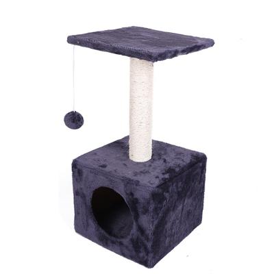 China Hot Selling Viable Fashion Cat Product Plush Activity Cat Climb Tree Tower With Ball Durable Small Cat Tree House for sale