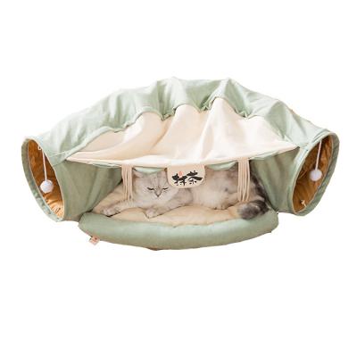 China Ambient Long Viable Animals Tunnel Nest PetToy Round Suede Cat Tunnel Foldable Crossing Educational Bed for sale