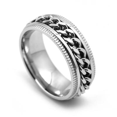 China TRENDY Stainless Steel Personality Chain Men Ring With Rotary Relief Ring for sale