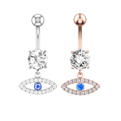 China FASHIONABLE High Quality Bayes Evil Eye Jewelry Belly Stainless Steel Trends New Piercing Eyes Puff Ring With Ring For Charm for sale