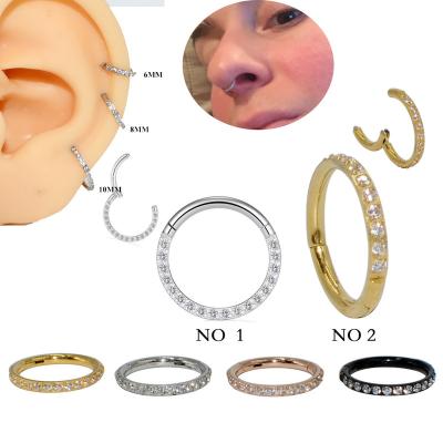 China FASHIONABLE Gold Plated g23 Titanium Clicker Ring Nose Hoop Hinged Face Piercing Nose Ring Segment Ring Body Jewelry for sale