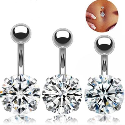 China Shining Gem Claw Set Zircon Belly Button Piercing Set With CZ Gem Fixed Charm Stainless Steel Navel Ring Fashion Body Jewelry for sale