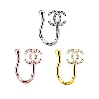 China TRENDY Fashion Piercing Jewelry More SKU Rabbit Fake Butterfly Nose Ring Nose CZ CZ Non Piercing Wholesale Nose Clip Body Jewelry for sale