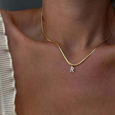 China Fashionable Simple Elegant Pendant Chain Zircon 26 Letters Creative Personality Word Necklace Snake for sale