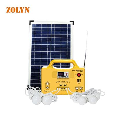 China 10A Mini Outdoor Camping 20W Solar Panel 12AH Lead Acid Battery Charging Power Station Portable Solar Energy System for sale