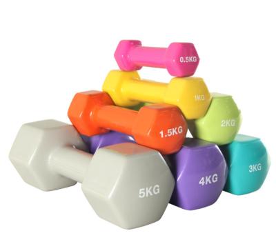 China Universal Customized KG Women's Hexagon Hex Dumbbell with OEM PVC Coating Vinyl Dipping Colorful Fitness Gym Exercise Arms Factory Price for sale