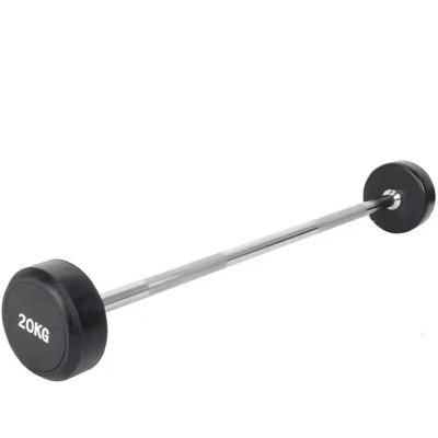 China Universal Unisex Straight Bar Barbell Set Fitness Equipment for Powerlifting Gym Weight Lifting with Fixed Steel Rubber PU Coated Bar for sale