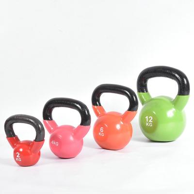 China Durable Fashionable Wholesale Solid Cast Iron Kettlebell Portable Gym Fitness Equipment Men Women Colorful Plastic Dipping Kettlebell Manufactured for sale