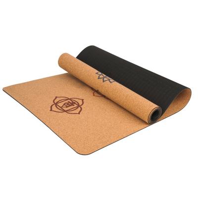 China Non Slip Cork+rubber Custom Printed Extra Thick Natural Cork Yoga Mat , Yoga Exercise for sale