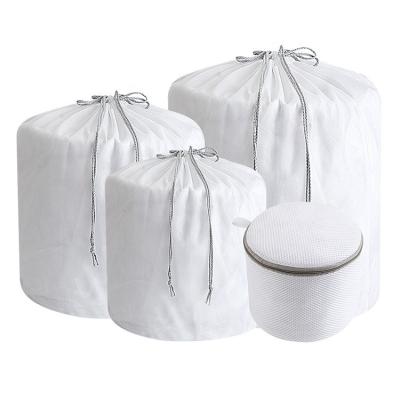 China Eco-friendly Durable Drawstring Laundry Bags Laundry And Maintenance Products Draw String Mesh Laundry Bag With Strap Extra Wide Wash Bags Drawstring Laundry Products for sale