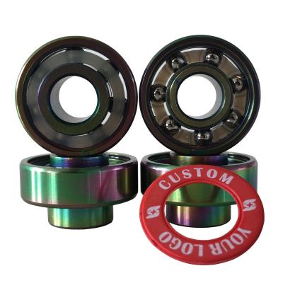 China Factory NEW Colorful Titanium Coated Custom Skateboard Bearing , Custom Printed Skateboard Bearings for sale