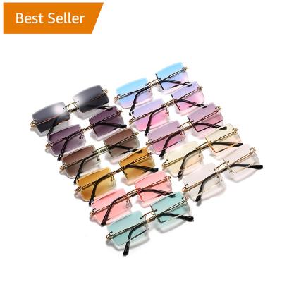 China Fashion Sunglasses 2022 Frameless Sun Glasses Shades Men Women Sun Glass New Fashion Ladies Vintage Rimless Rectangle Custom Square Trendy Small for sale