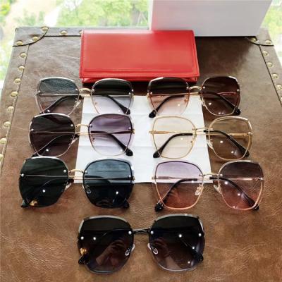 China Famous Brand Designer Sunglasses Women Oversized Rimless Bling Fashion Sun Glasses Big Fashion Newest 2021 gafas de sol Luxury Sun Glasses For Women for sale