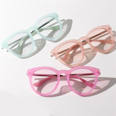 China 2022 Wholesale Fashion Style Factory Candy Color Retro Glasses Frame Women Soft Optical Glasses for sale