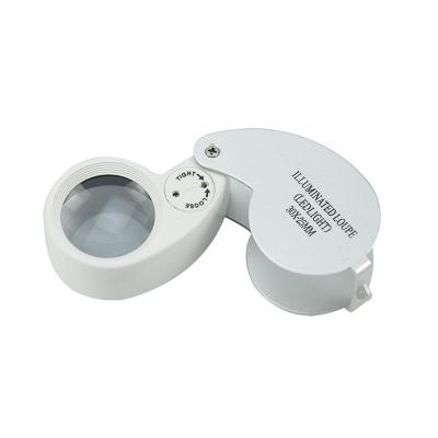 China For Jewelry MG21011 Illuminated Magnifier With 2 LED Light Glass Magnifying 40X 25mm Magnifying Lamp for sale