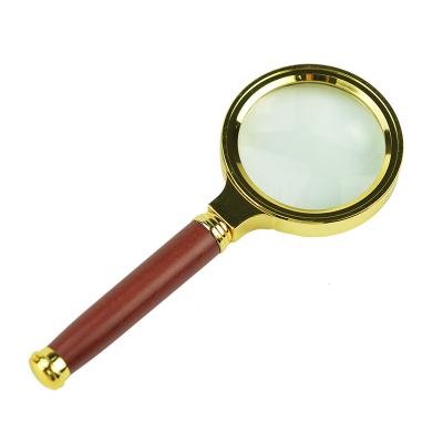 China CY-050 Antique Wooden Handle Magnifying Glass Pocket Magnifier for sale