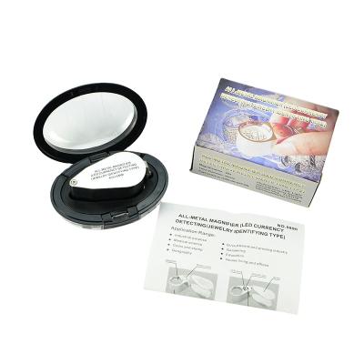 China Metal Folding Cover Protect Lens NO.9890 Jewelry Loupe Magnifier Led Lightweight OEM Kids Magnifier 40X Lens for sale