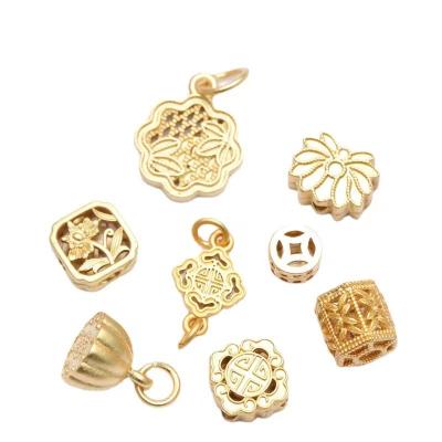 China METALS color antique diy gold diy accessories sand accessories hollow gold preservation method hollow frosted pendant bead for sale