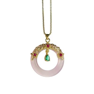 China High Quality Natural Emerald Round Donut Thin Necklace Jewelry Pendant Diameter 30mm New Fashionable Creative Ladies for sale