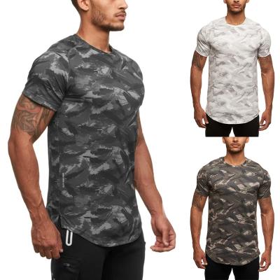 China High Quality QUICK DRY Crew Neck Camouflage Workout T Shirts For Male Training Oversize Mens Fitness Clothing Gym Sport T-shirt 2021 Stylish for sale