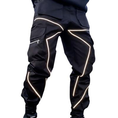 China Reflective Anti-Wrinkle Black Streetwear Jogger Track Pants Supplier Mens Sports Multi Pockets Cargo Harem Pants And Trousers for sale