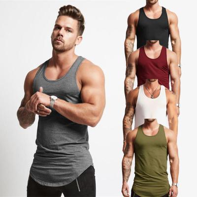 China Fitness QUICK DRY Knitwear Cotton Quality Empty Tank Top With Logo Low MOQ Mens Summer Vest Sleeveless Sports Beach Tops for sale