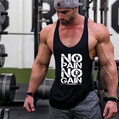 China Dropshipping QUICK DRY No Pain No Gain Logo Oversized Quick Dry Loose Style Men's Sports Use Knitwear Workout Gym Vest Tank Tops Shirts for sale