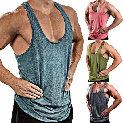 China New Men's Muscle Tank Top Vest Gym Workout Fitness Sleeveless Fitness T-Shirts Stringer Tank Tops Weightlifting Singlet QUICK DRY for sale