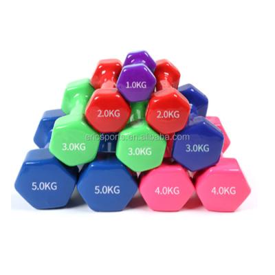 China Comfortable colorful vinyl coated dive dumbbell for sale