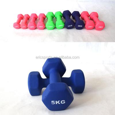 China Comfortable Full Weight Colored Vinyl Coated Dipped Dumbbell for sale