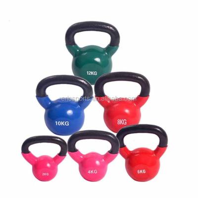 China 2kg 4kg 20kg Anti-Slip Colorful PVC Coated Cast Iron Gym Custom Kettlebell for sale