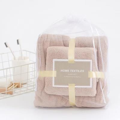 China Hypoallergenic Edgeless microfiber high absorbent coral fleece gift hand face bath microfiber towel set for sale