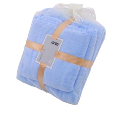 China Hypoallergenic High quality Edgeless microfiber high absorbent coral fleece gift hand face bath microfiber towel set for sale