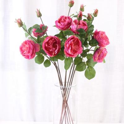 China High Quality Indor Decoration Light Rose Red Crystal Rose Flower Long Stem 2 Heads for sale