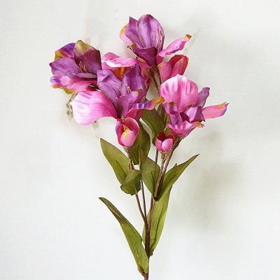 China High Quality Indor Decoration 4 Heads 5 Colors Silk Wild Lily Flower for sale