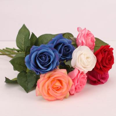 China Widely Used Good Quality Variety Of Colors Single Stem Artificial Rose Flower Real Touch For Home Wedding Decor for sale