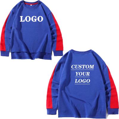 China Custom 100% Cotton Children's Anti-Wrinkle Fashion Logo Hoodie Splice Neck Pullover Oversized Round Hoodie for sale