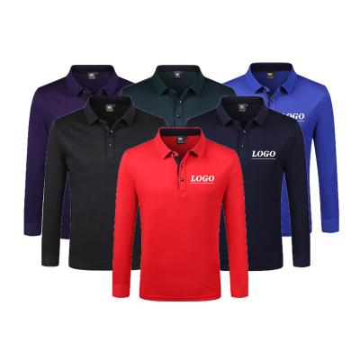 China OEM Long Sleeve POLO Shirt Men's Anti-Shrink Lapel Shirt Custom LOGO Printed Embroidery T-shirt Golf Long Sleeve Polo Shirt for sale