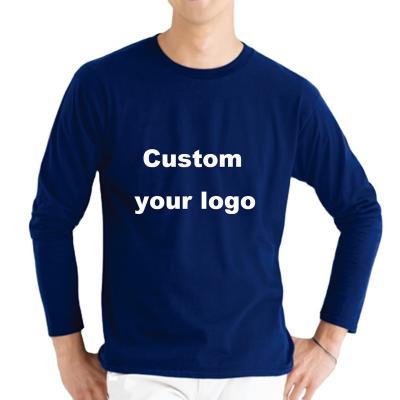 China MOQ 205GSM Custom Logo QUICK DRY Cotton T-shirts Mens O-neck Long Sleeves 100% Long Sleeves Plus Size Shirts For Men's Oversized T-shirt for sale