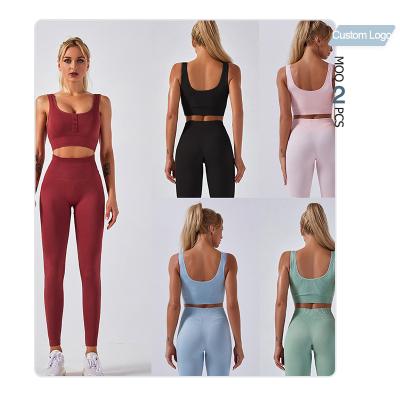 China Lady Active Wear Sports Breathable Hot Bra Yoga Top No Front Seam Jogger Wear Stylish Sports Leggings Womens Workout Wear Gym Clothing for sale