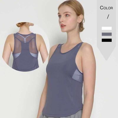 China Solid Color Women's Mesh Breathable Tank Top Quick Dry Breathable Running Back Top For Gym Suit Tank Vest Tank Tops for sale