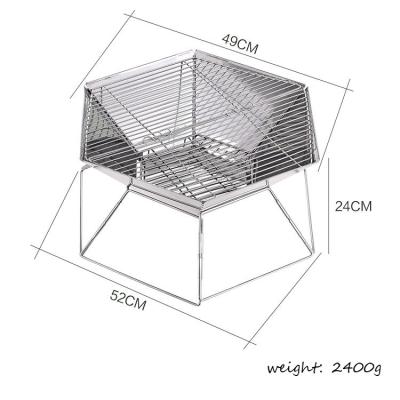 China Easily Assembled Amazon Sells Collapsible Carbon Stoves With Hexagonal Stainless Steel Charcoal Grills for sale