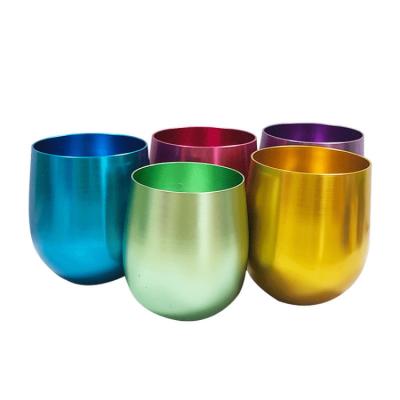 China Contemporary Manufacturers Selling Aluminum Egg Shaped Multicolor Mug Cold Drinks Cup For Party Bar Home for sale