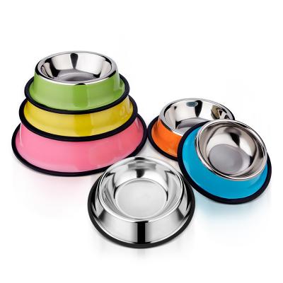 China Sustainable Cheap Wholesale Pet Food Water Bowl Stainless Steel Metal Dog Bowl for sale