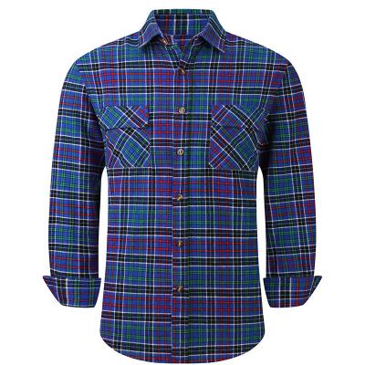 China Anti-Shrink Custom Plaid Long Sleeve Shirts For Men Turn-Down Collar Formal Shirt FashionShirts For Men for sale