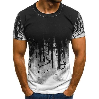 China Anti-wrinkle men's personality printed short sleeve T-shirt plus size men's casual T-shirt for sale