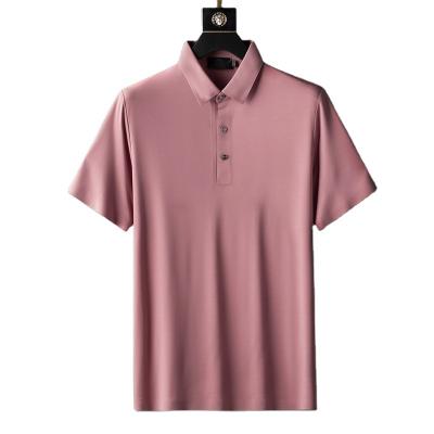 China Anti-Wrinkle Men's Polo T-shirts Simple Business Casual Wear Solid Color Lapel Short Sleeve Polo Shirt for sale