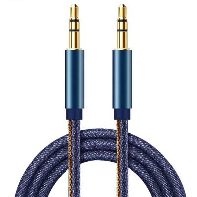 China aux audio cable wholesale high quality metal zinc alloy gold plated head denim jeans cable 3.5mm speaker cable speaker connector for sale